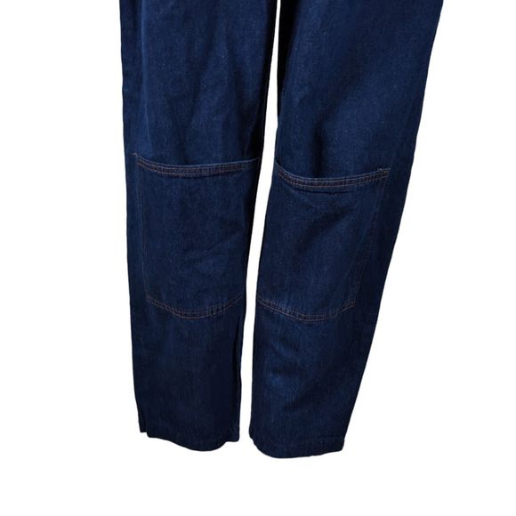 Vintage 90s Blue Utility Jumpsuit Size S/M Denim Sleeveless Pockets Straight Leg - Picture 7 of 10
